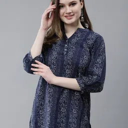 Cot'N Soft Bandhani Printed Mandarin Collar Pure Cotton Straight Kurti-image-35