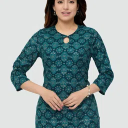 Saree Swarg Green Ethnic Motif Printed Kurti-image-36