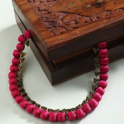 AKSHARA Gold-Toned & Pink German Silver Gold-Plated Necklace-image-36