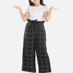 StyleStone Girls Black & White Checked Basic Jumpsuit-image-56