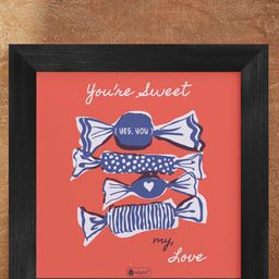 Indigifts Couple Gifts Peach & Blue Digital Printed Poster Frame Wall Art-image-85