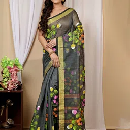 DipDiya Floral Dyed Zari Taant Saree-image-62