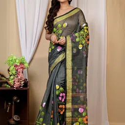 PuJoy Anito Hand Painted Zari Taant Saree-picture-26