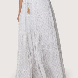 ZRI Printed Flared Pure Cotton Maxi Skirt-16