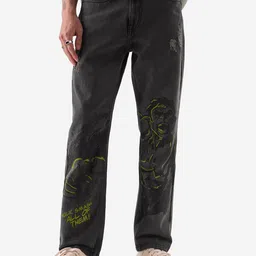 The Souled Store Men Grey Straight Fit Mildly Distressed Hulk Printed Stretchable Jeans-image-65