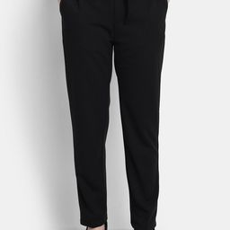 Golden Kite Women Black Tailored High-Rise Wrinkle Free Pleated Trousers-image-86