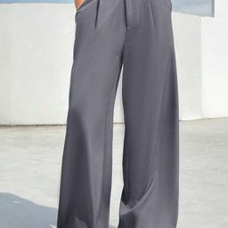 BROADSTAR Women Smart Loose Fit High-Rise Easy Wash Pleated Parallel Trousers-image-87