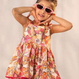 VASTRAMAY Girls Floral Printed Shoulder Straps Cotton Tunic-picture-30