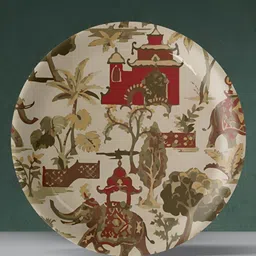 nestroots Cream Coloured & Brown Rajasthani Traditional Printed Wall Plate-10