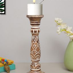 Homesake Beige Wooden Candle Holders-image-12