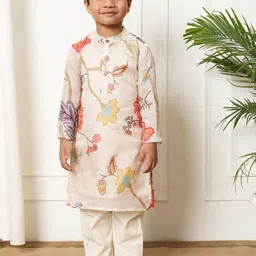 Readiprint Fashions Boys Floral Printed Regular Pure Cotton Kurta with Pyjamas-36