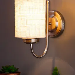 Devansh White wall mounted jute lamp with steel base-image-67