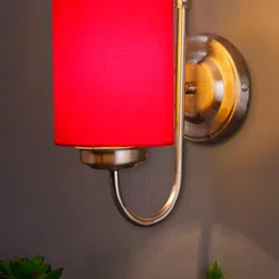 Devansh Red Cotton Wall Mounted Lamp With Steel Base-35