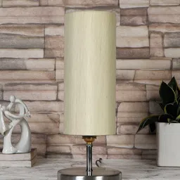 Devansh Off-White Steel Table Lamp With Cotton Shade-56