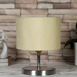 Devansh Off-White Steel Table Lamp With Cotton Shade-20