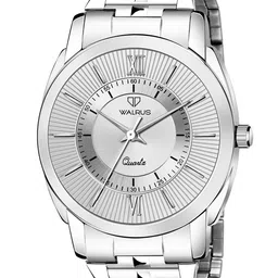 Walrus Women Silver-Toned Brass Dial Stainless Steel Bracelet Style Straps Analogue Watch-image-46