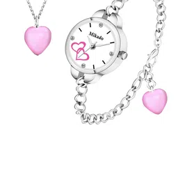 Mikado Women Pink Brass Printed Dial & Silver Toned Stainless Steel Wrap Around Straps Analogue Watch Pink-image-88