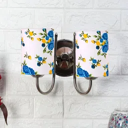 Devansh White & Blue Printed Metal Traditional Cylinder Shaped Wall Lamp-image-42