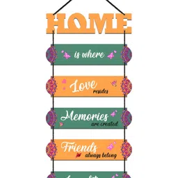 Home Delight Green & White Printed Wooden Wall Hanging-image-77