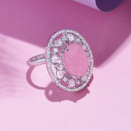 AMI Silver-Plated Cubic Zirconia Studded Finger Ring-image-49