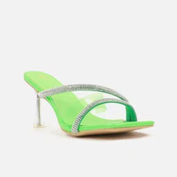 Carlton London Olive Green Embellished Party Slim Heels-8