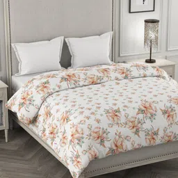 ROSARA HOME White & Brown Printed 300 GSM Double Queen Mild Winter Dohar-image-3