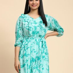 VenderVilla Tie Dyed Georgette Fit & Flare Dress-image-47