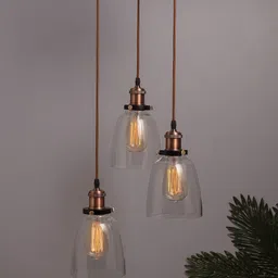 Homesake Black & Transparent Solid Handcrafted 3-Lights Cluster Glass Cluster Lights-picture-2