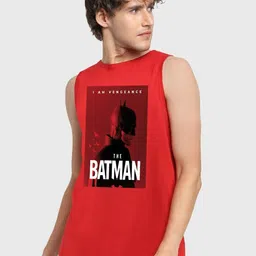 Bewakoof Dc Comics Batman Poster Graphic Printed Pure Cotton Gym Vest 519714-13