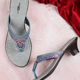 Shezone Women Blue Glitter Heels-22