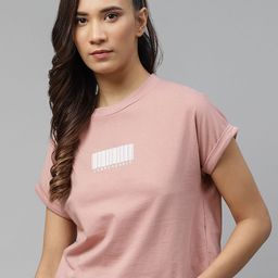 The Roadster Lifestyle Co Women Pink Extended Sleeves Boxy T-shirt-image-13