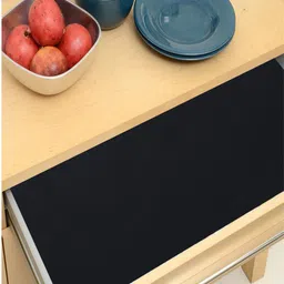 Kuber Industries Black Self-Design Shelf Liner-1