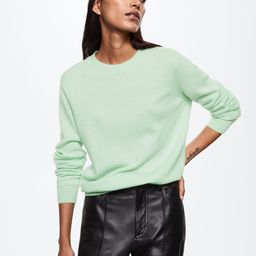 MANGO Women Sea Green Cashmere Solid Pullover-image-37