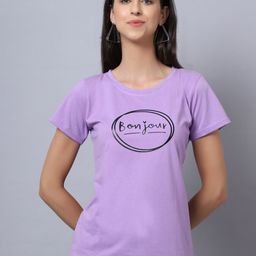 UnaOne Women Lavender Typography Printed Plus Size Slim Fit Cotton T-shirt-image-93