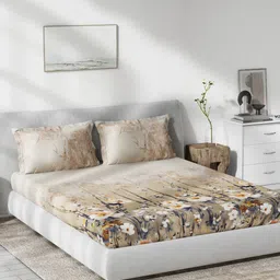 DDecor Multicoloured Floral 140 TC Cotton 1 Queen Bedsheet with 2 Pillow Covers-14