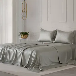 Stoa Paris Date Night Collection Grey 300TC Queen Bedsheet with 2 Pillow Covers-picture-33