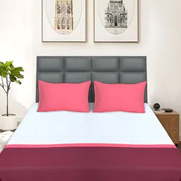 Saral Home Maroon & Pink Striped Cotton 210 TC Queen Bedsheet with 2 Pillow Covers-image-15