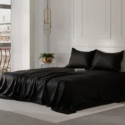 Stoa Paris Date Night Collection Black 300TC King Bedsheet with 2 Pillow Covers-image-92