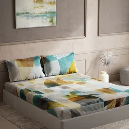 DDecor Live Beautiful Blue & White Printed 145 TC King Bedsheet With 2 Pillow Covers-14