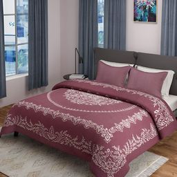 Saral Home Maroon Ethnic Motifs Cotton 210 TC King Bedsheet with 2 Pillow Covers-image-4
