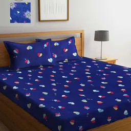Arrabi Set Of 2 Blue & Pink Ethnic Motifs 300 TC 2 King Bedsheet with 4 Pillow Covers-image-19