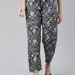 Enamor Women Printed Mid-Rise Straight Lounge Pants-picture-4