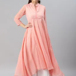 MBE Women Pink Pastels Dobby Georgette Anarkali Kurta-image-71