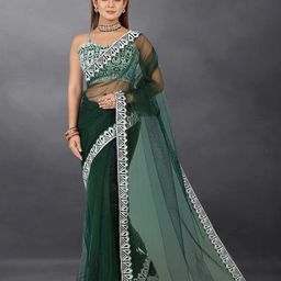 BARKIYA CREATION Embroidered Net Saree-image-9