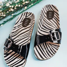 ELLE Women Leather Buckles Comfort Flats-image-8