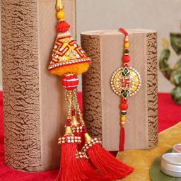 TIED RIBBONS 2 Red Handcrafted Premium Bhaiya Bhabhi Rakhi with Card & Roli Chawal-image-40