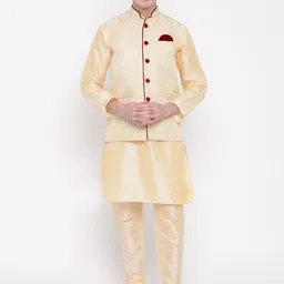 MAG Mandarin Collar Dupion Silk Kurta with Churidar-38