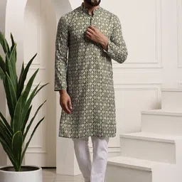 SOJANYA Abstract Printed Pure Cotton Kurta with Churidar-image-6