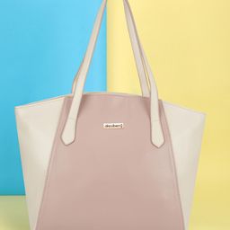 DressBerry Pink Whit Colourblocked Oversized Shopper Shoulder Bag-53