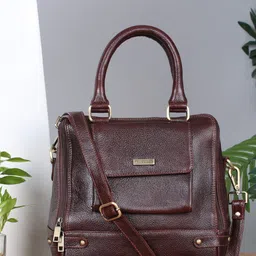 Teakwood Leathers Structured Handheld Bag with Cut Work-27